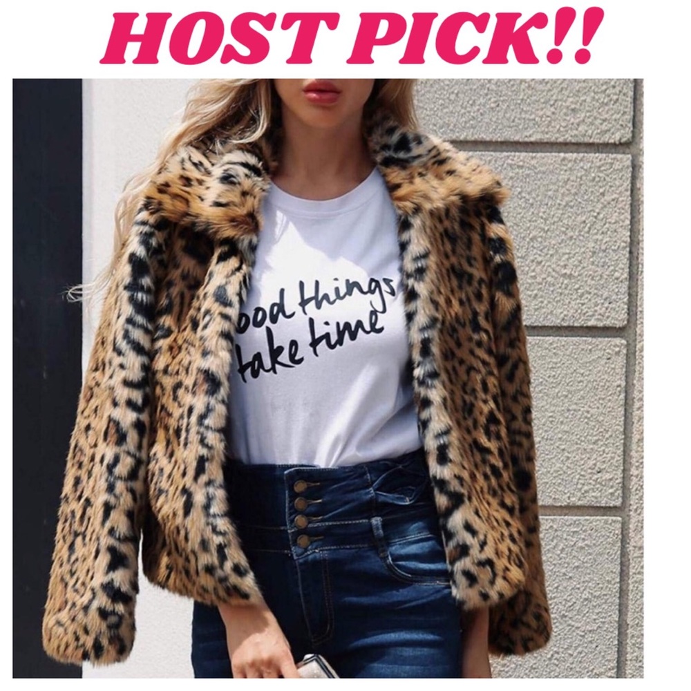 1 LEFT!🔥$25!🔥Sz 8-12 LEOPARD FAUX FUR JKT!